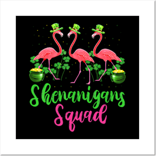 Shenanigan Squad Irish Flamingo Leprechaun St Patrick's Day Posters and Art